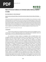 Role of Forensic Evidence in Criminal Justice Delivery System in India