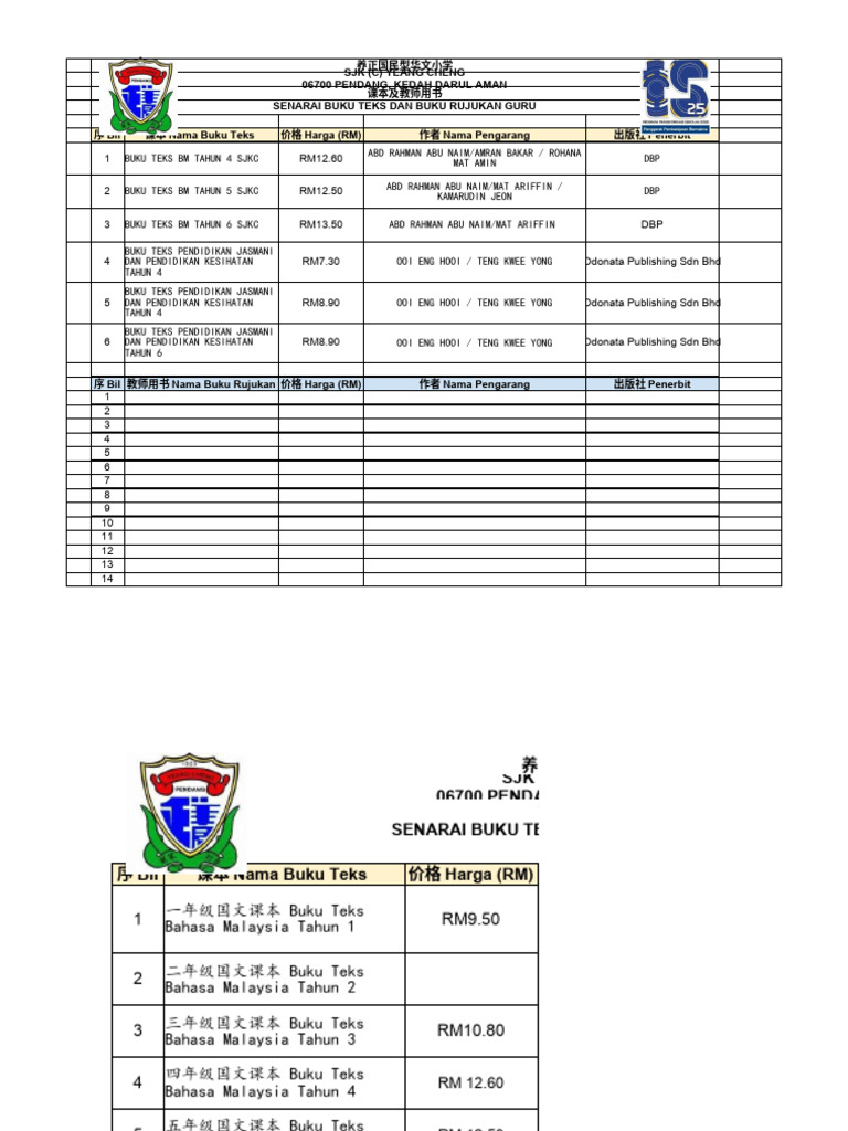 Senarai Buku Teks Murid & Buku Rujukan Guru _ 课本及教师用书 | PDF