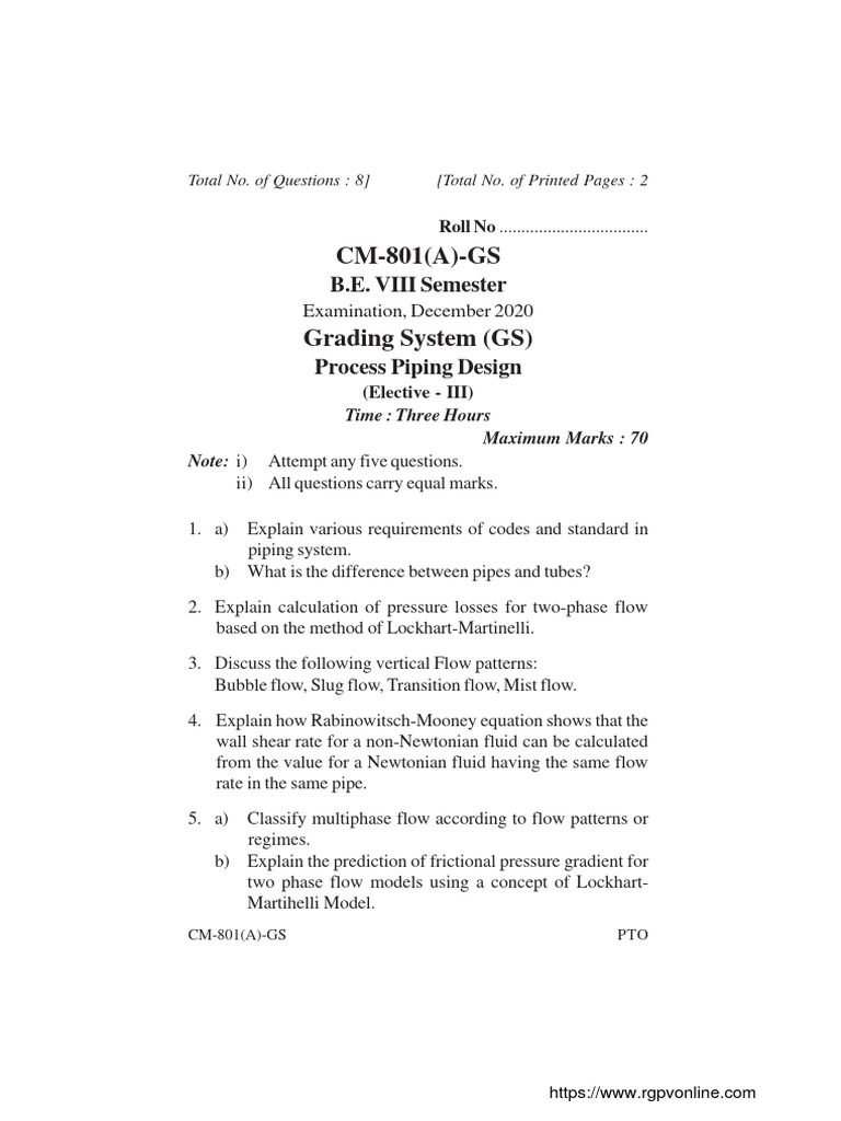 CM 801 A Process Piping Design Dec 2020 | PDF | Fluid Dynamics ...