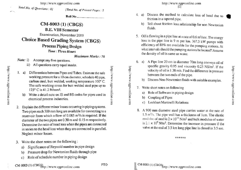 CM 8003 1 Process Piping Design Nov 2019 | PDF