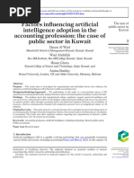 Factors Influencing Artificial Intelligence Adoption in The Accounting Profession - The Case of Public Sector in Kuwait