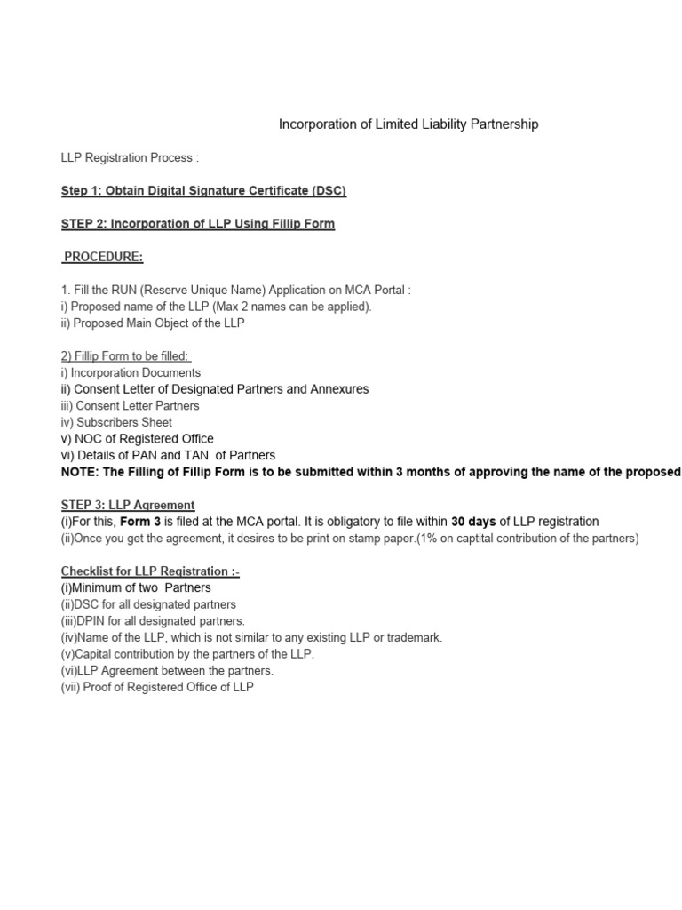 LLP Registration Process Guide | PDF | Finance & Money Management