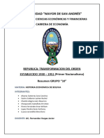 Grupo 10, TEMA 7 RESUMEN Y MAPA CONCEPTUAL Historia Economica de Bolivia