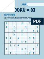 Fun Blue Sudoku Puzzle Worksheet