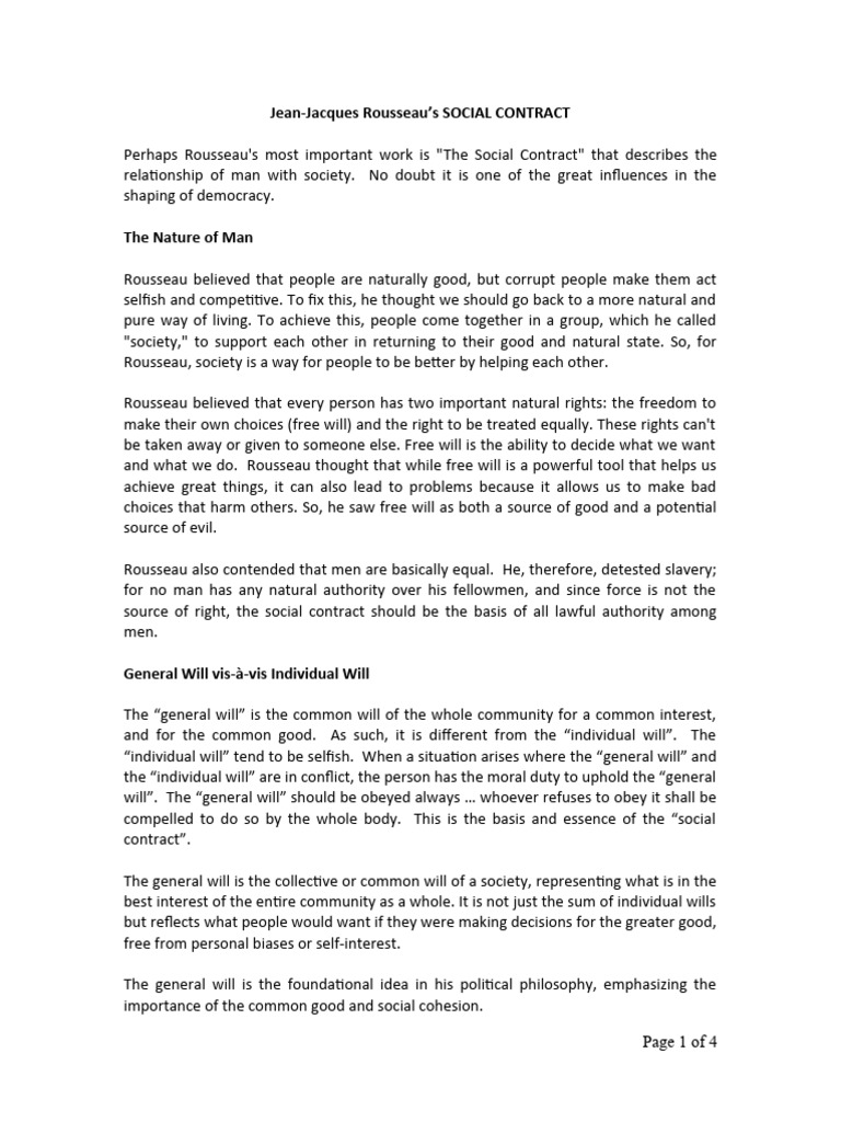Rousseaus Social Contract 2023 Pdf Sovereignty Jean Jacques Rousseau
