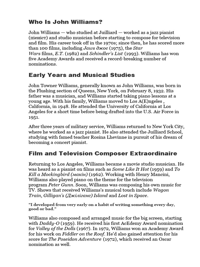 Who is john williams pdf