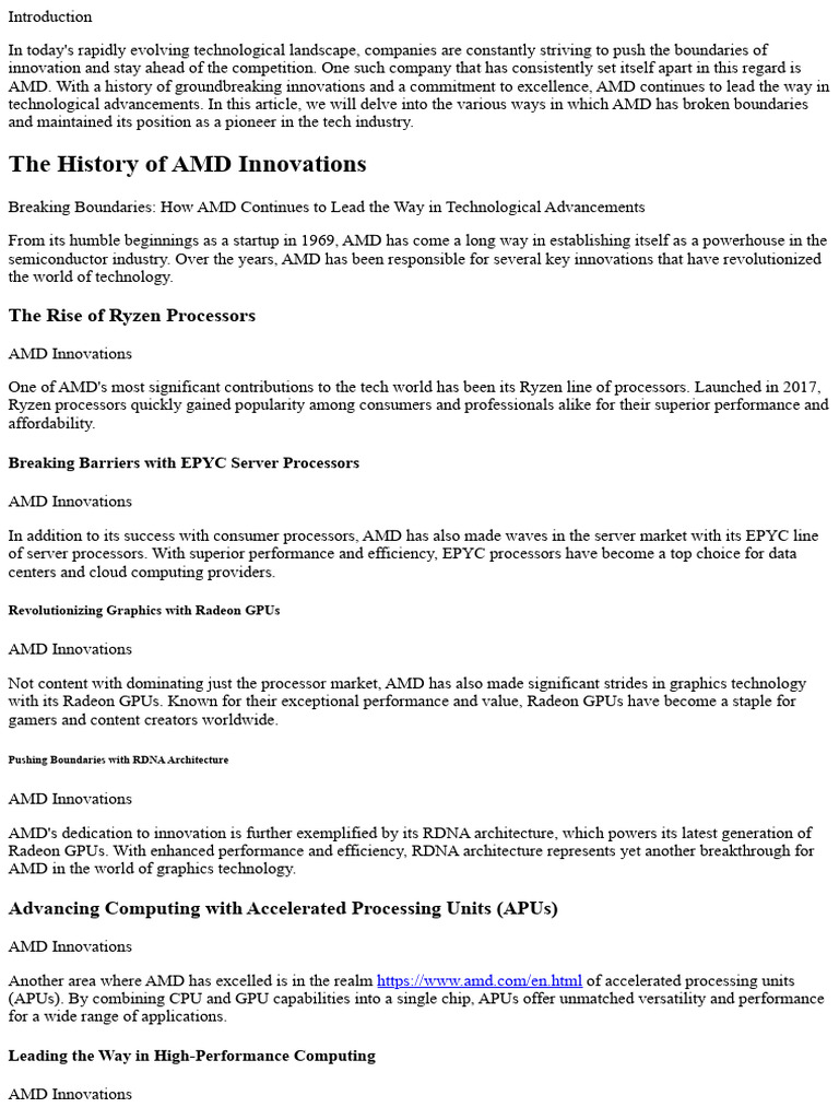AMD's Tech Innovations & Leadership | PDF | Graphics Processing Unit ...