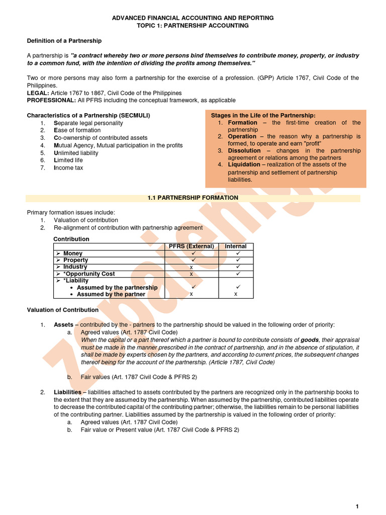 Partnership Accounting Overview | PDF | Partnership | Goodwill (Accounting)
