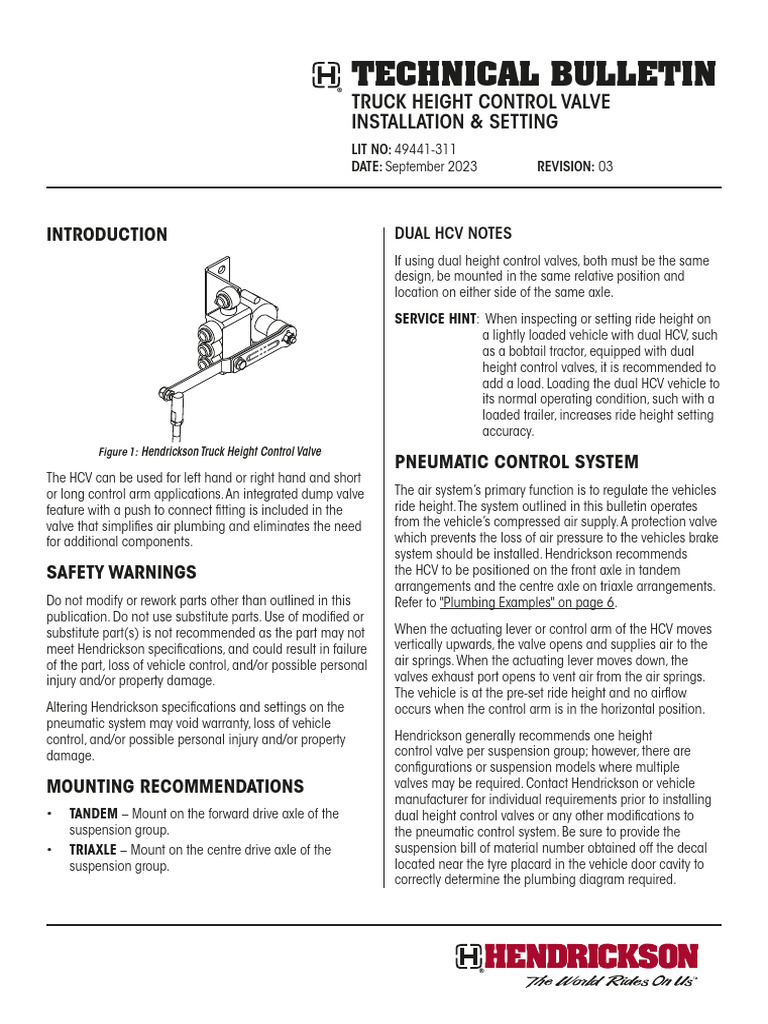 Truck Height Control Valve Guide | PDF | Valve | Axle