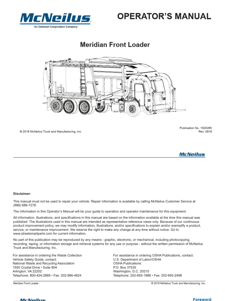 Meridian Front Loader Operator Manual | PDF | Truck | Safety