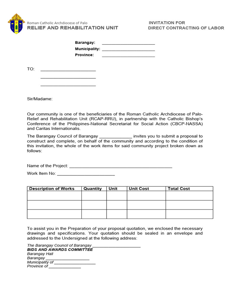 RCAP-RRU Labor Contract Proposal Invitation | PDF | Government