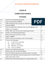 Sample Paper-Ii Class Xi (Computer Science) See With Answer - 0