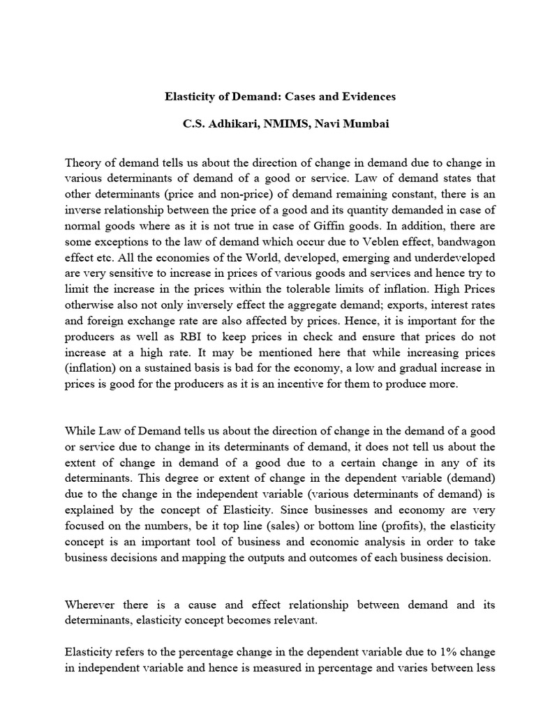 Case Studies on Demand Elasticity | PDF | Demand | Elasticity (Economics)