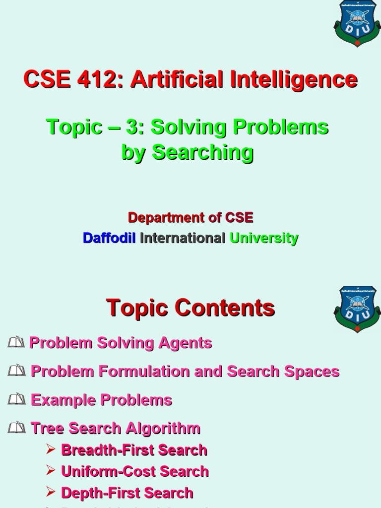 Topic - 3 (Solving Problems by Searching) | PDF | Mathematical Logic ...