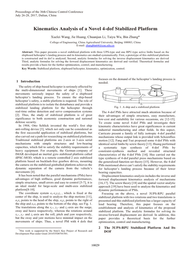 Kinematics of a 4-DOF Stabilized Platform | PDF | Kinematics | Inertial ...