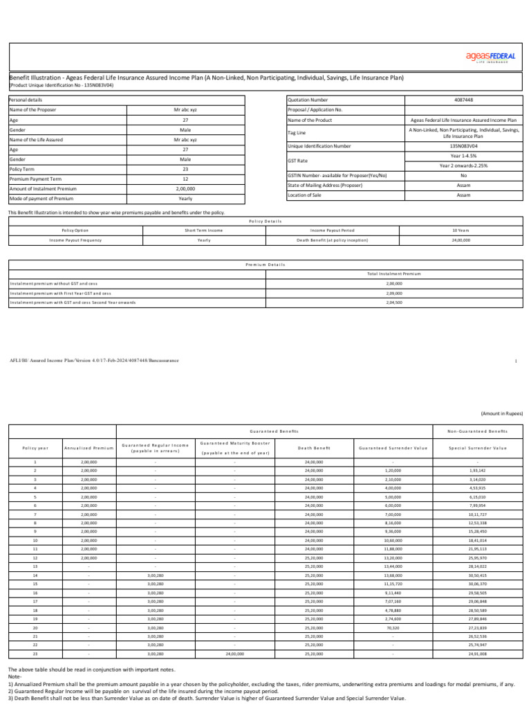 Mr abc xyz pdf insurance life insurance