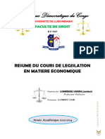 Resume Du Cours de Legislation en Matiere Economique