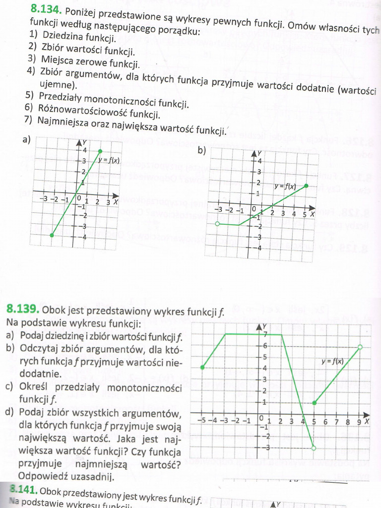 Odczytywanie Własności Funkcji Z Wykresu Karta Pracy Zadania Odczytywanie Własności Funkcji Z Wykresu 1PT | PDF