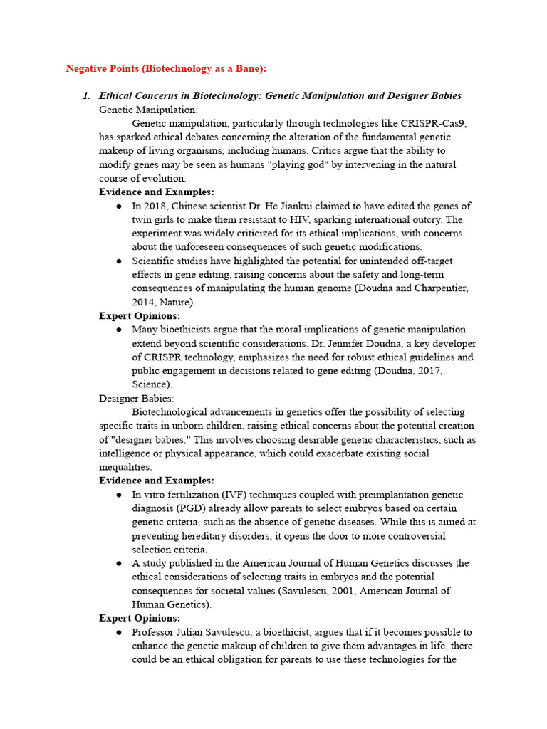 Negative Points Biotechnology As A Bane | PDF | Designer Baby | Agriculture