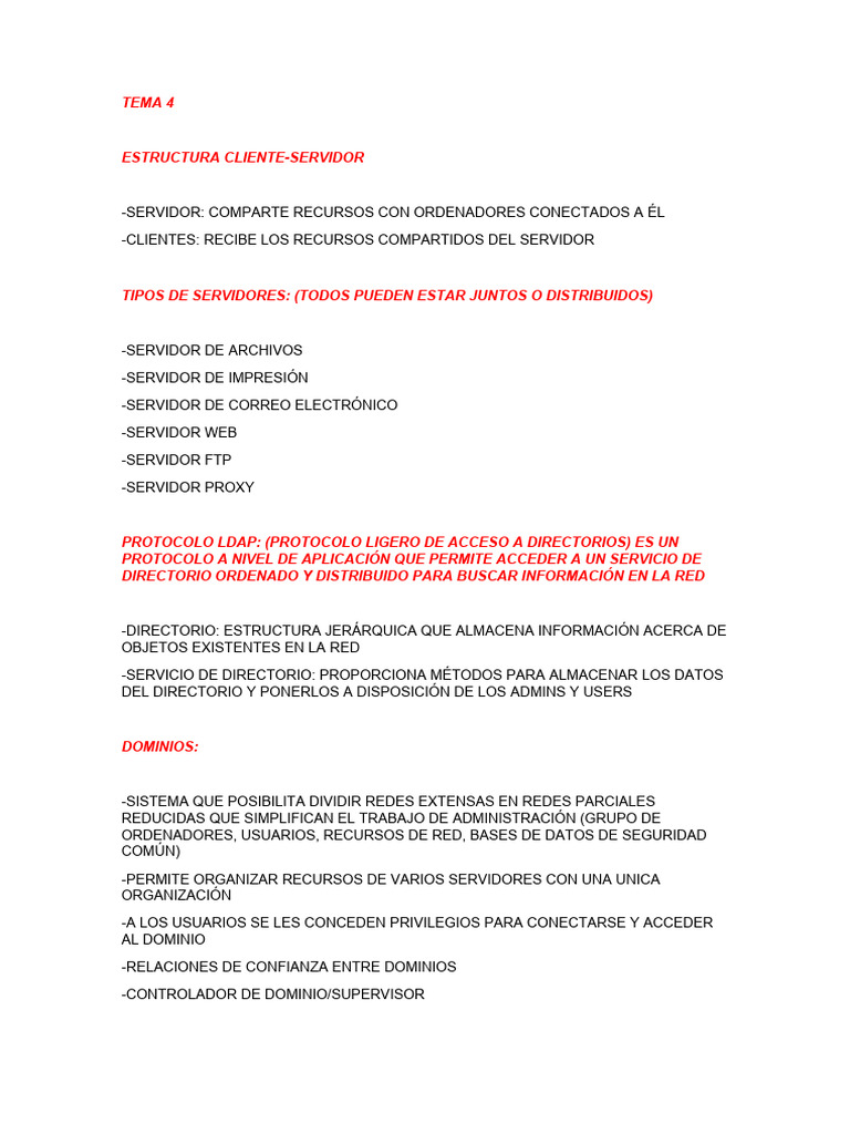 Estructura Cliente-Servidor y Active Directory | PDF | Archivo de ...