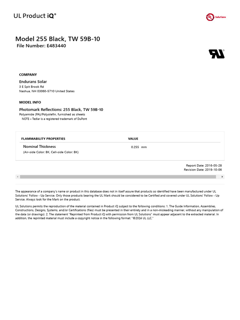 255 Black, TW 59B-10 - UL Product IQ | PDF | Technology & Engineering