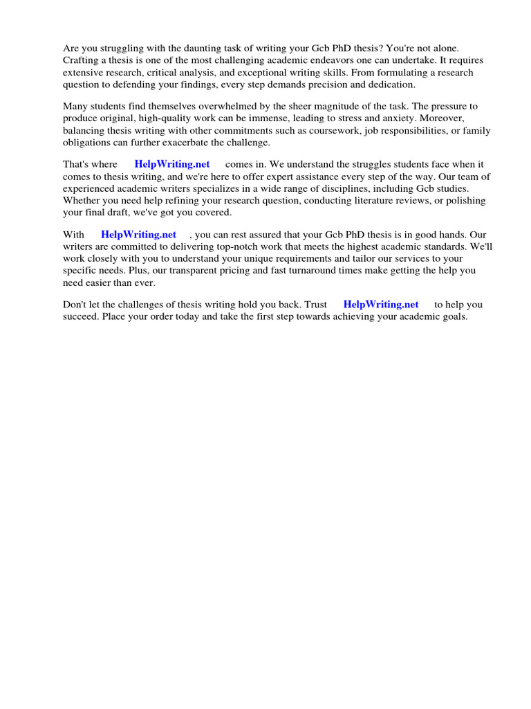 GCB PHD Thesis | PDF | Thesis | Risk