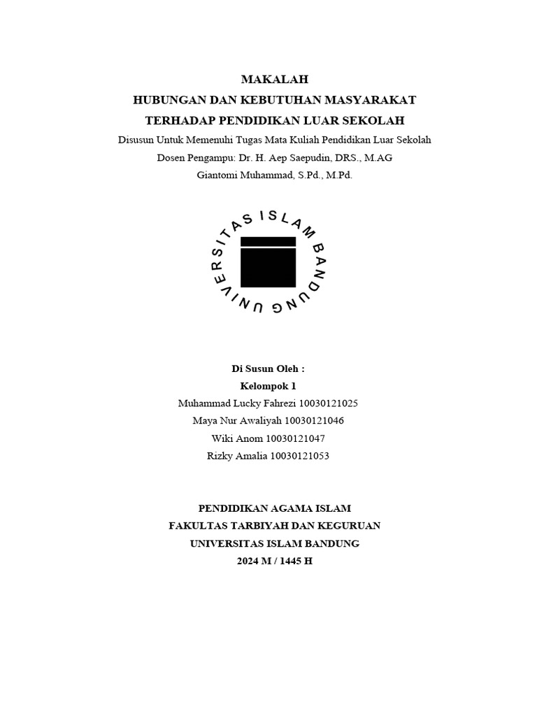 Makalah B Kelompok 1 Pendidikan Luar Sekolah Pdf Karier