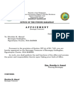 Appoinment of of Brgy Treasurer