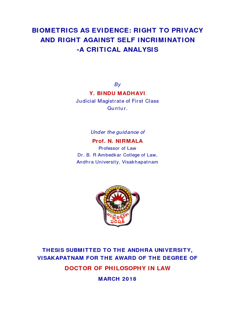 Biometrics As Evidence-Right To Privacy | PDF | Biometrics | Authentication