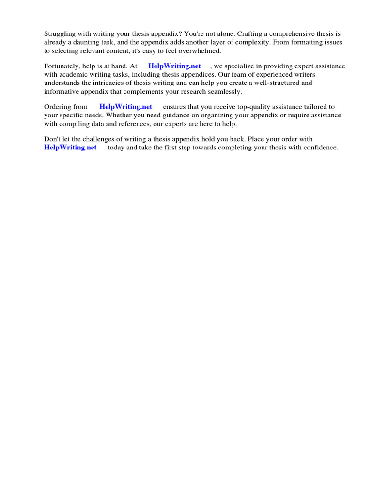 Thesis Appendix Example | Download Free PDF | Apa Style | Citation