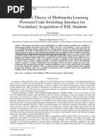 Cognitive Theory of Multimedia Learning Powered Code-Switching Interface For Vocabulary Acquisition of ESL Students