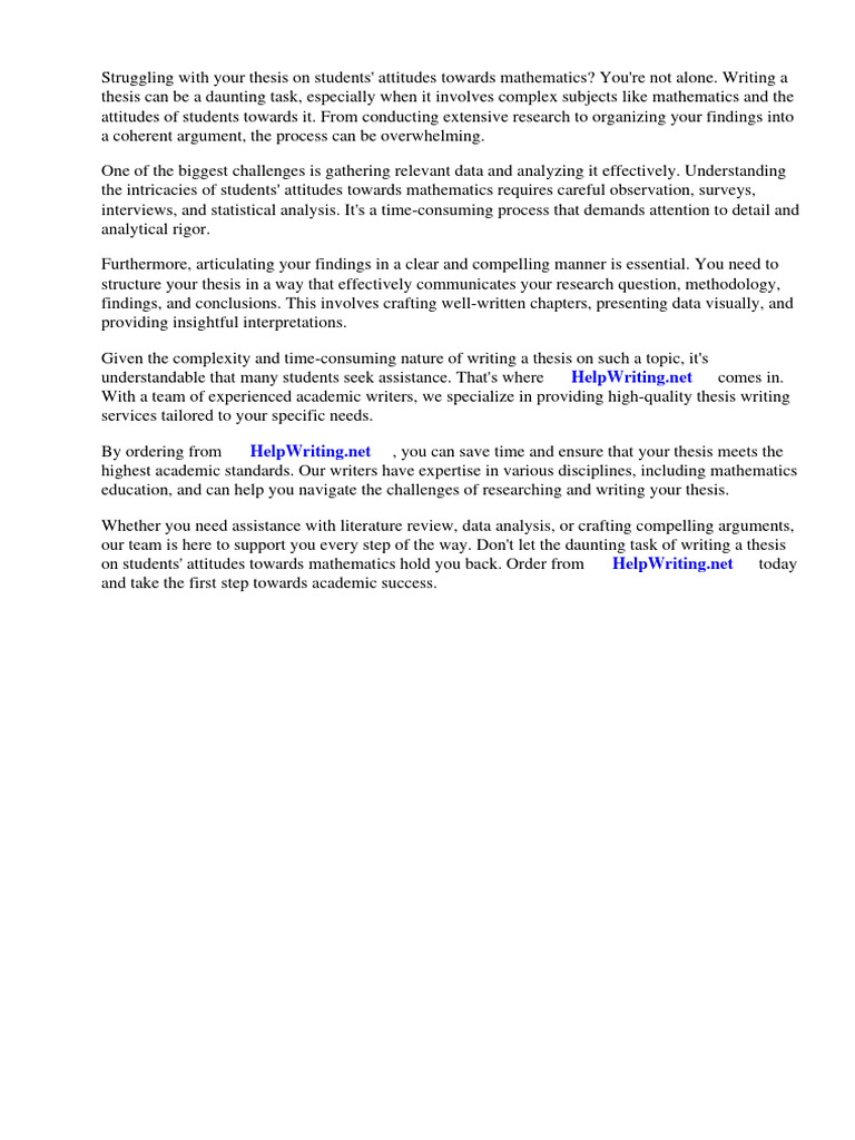 Thesis on Student Attitudes in Math | PDF | Mathematics | Teachers