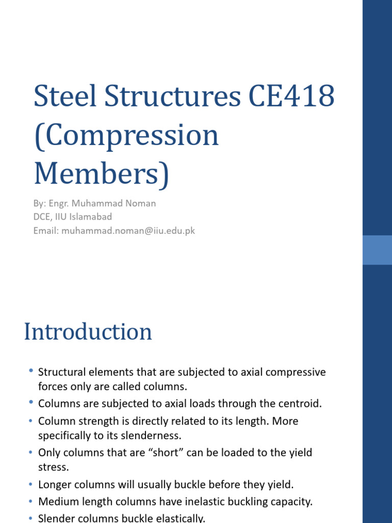 Lecture 5 Compression Members | PDF | Buckling | Strength Of Materials