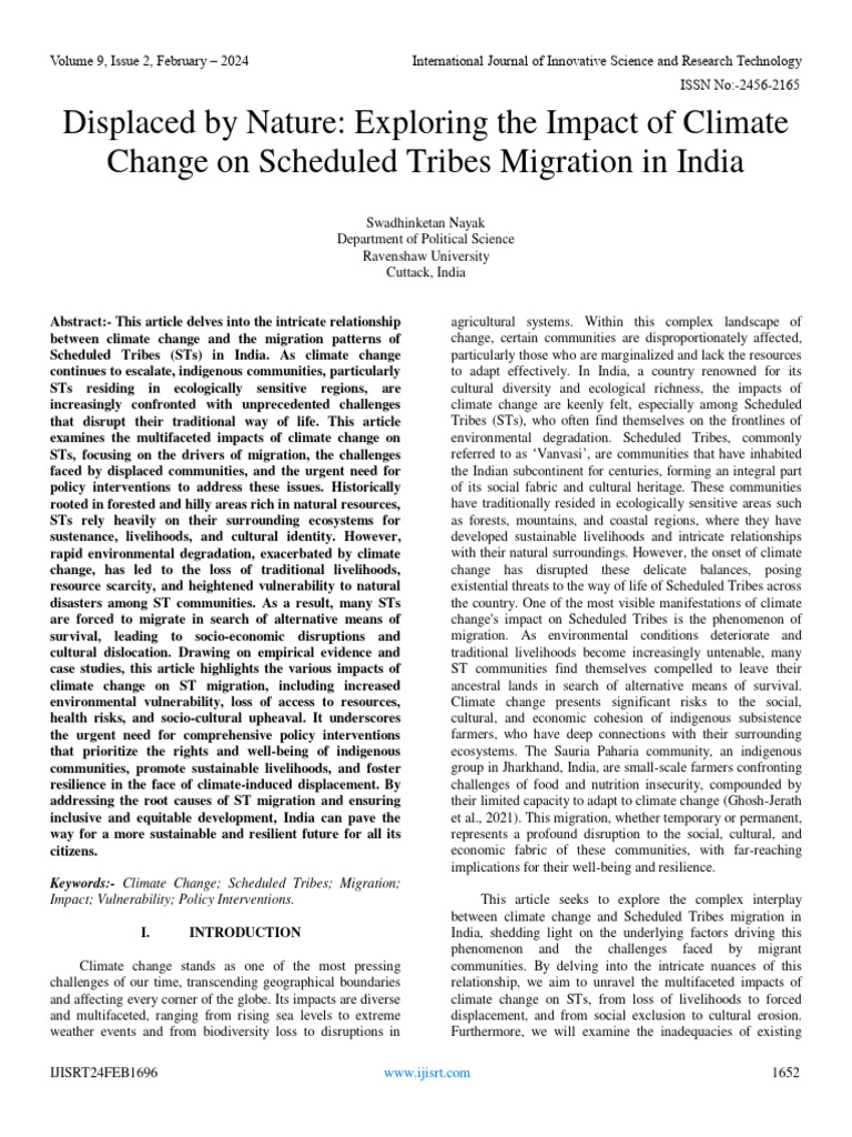 Climate Change and ST Migration in India | PDF | Climate Change ...