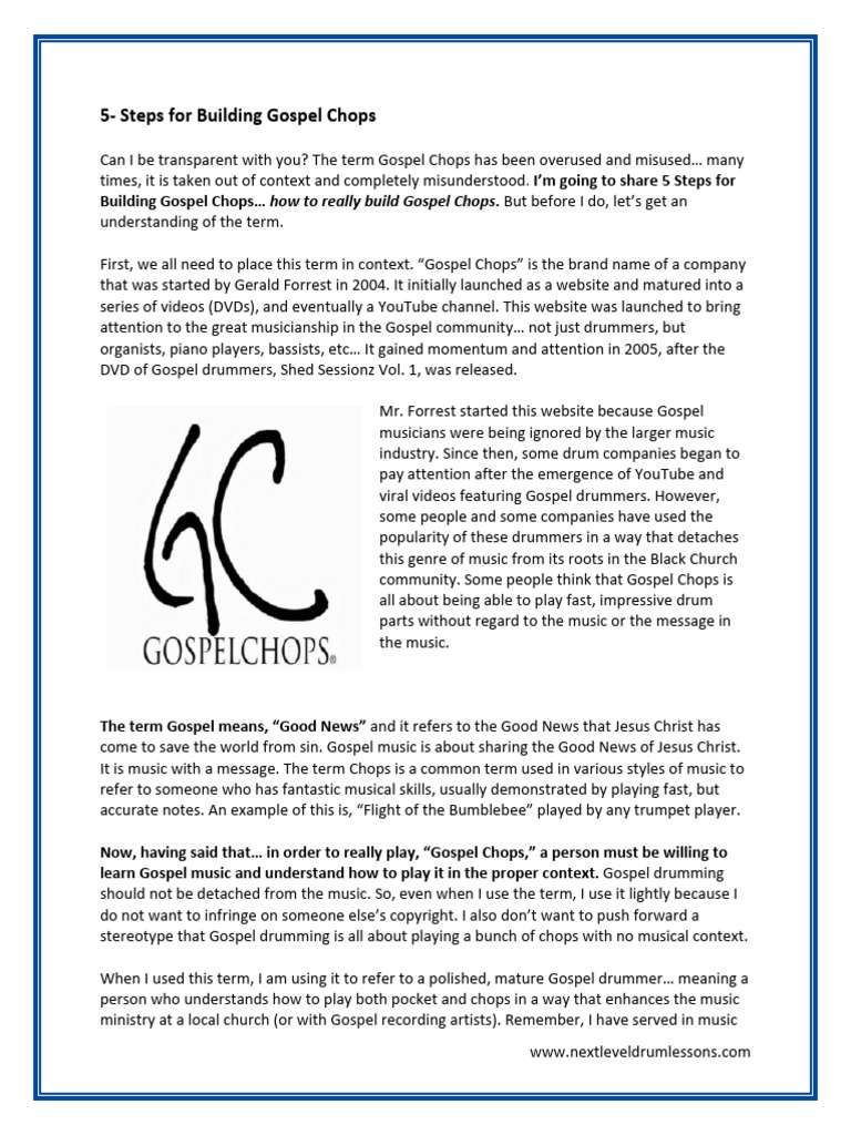 5 Steps For Building Gospel Chops | PDF | Drum Kit