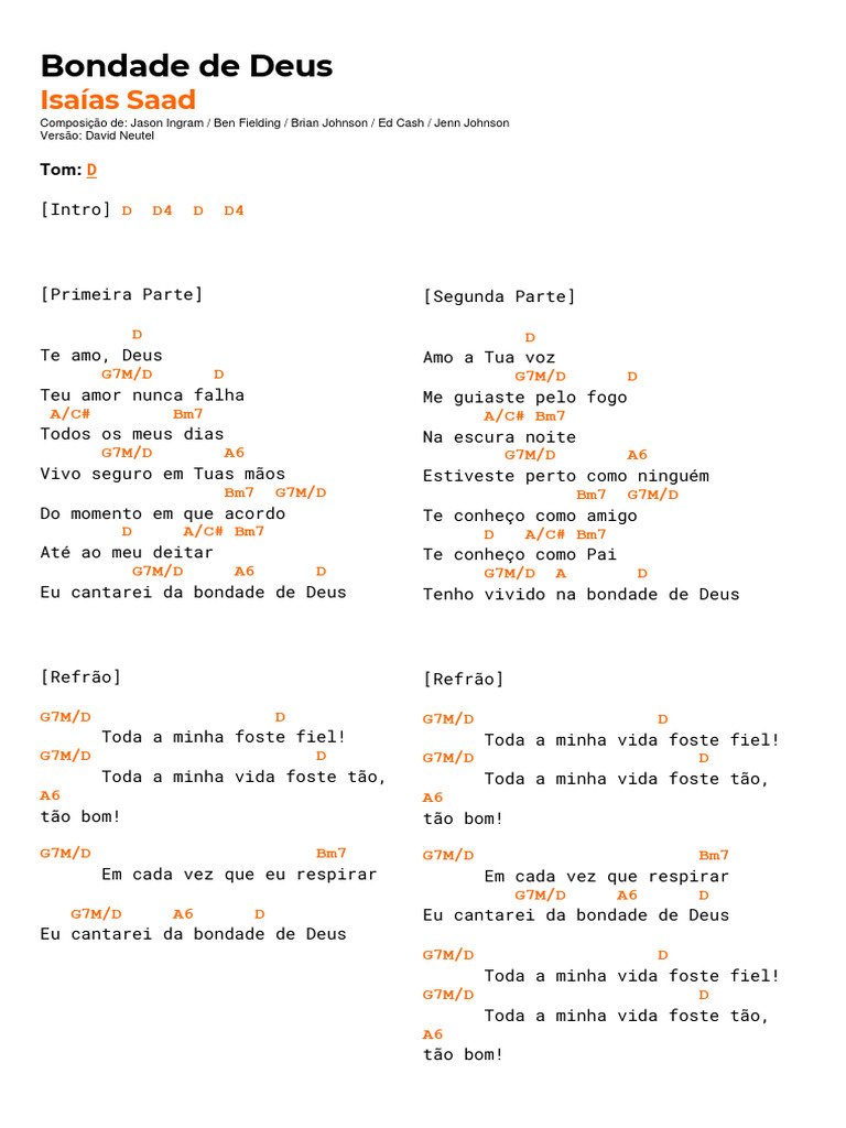 Cifra Bondade De Deus Pdf