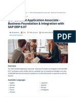 Get Certified For Business Foundation and Integration With SAP ERP 6.07 - SAP Learning