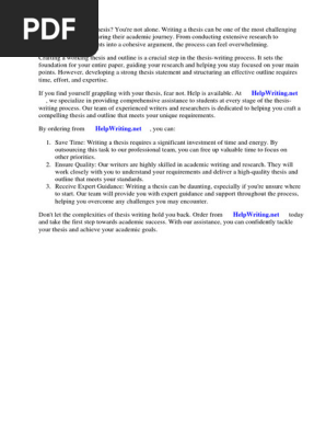 Working Thesis and Outline