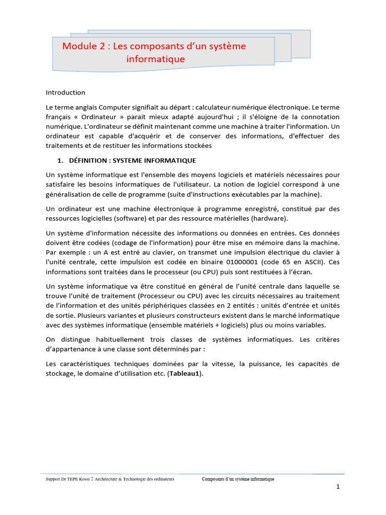 Composants d'un Système Informatique | PDF | Serveur (Informatique) | MacOS