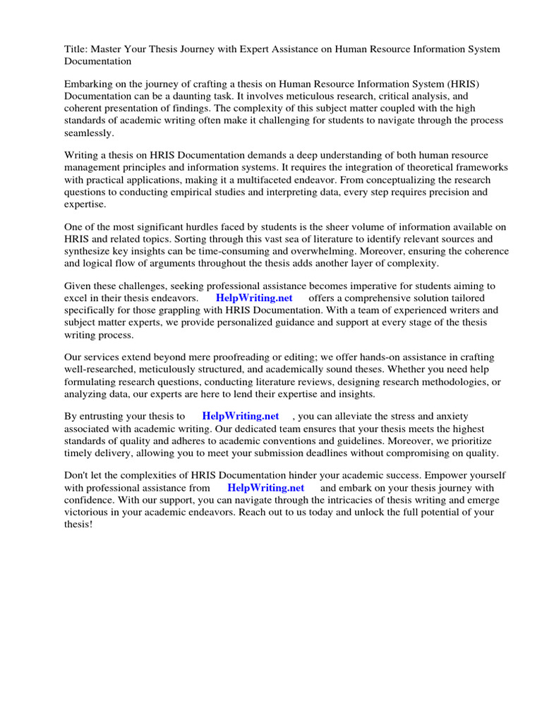 Human Resource Information System Thesis Documentation PDF Human