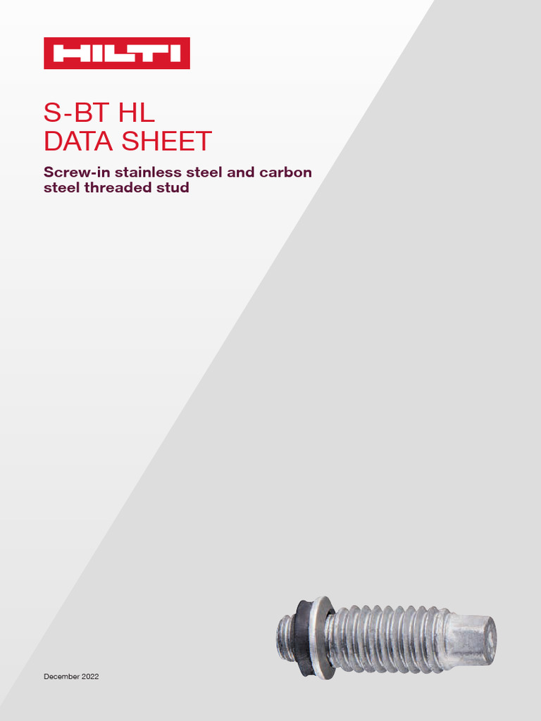 Hilti S-BT HL Threaded Stud Data Sheet | PDF | Drill | Building Engineering