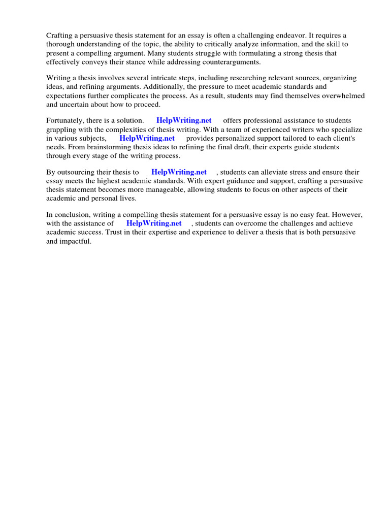 Crafting a Strong Thesis Statement | PDF | Essays | Persuasion