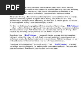 Definition Synthesis Essay Format