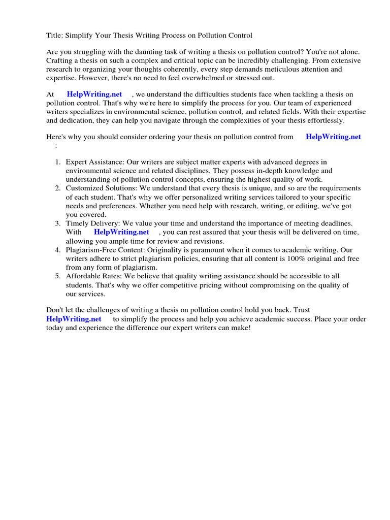 Thesis on pollution control pdf pollution air pollution