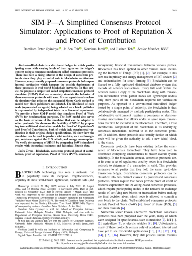 SIM-P: A Simulator for Consensus Protocols | PDF | Simulation ...