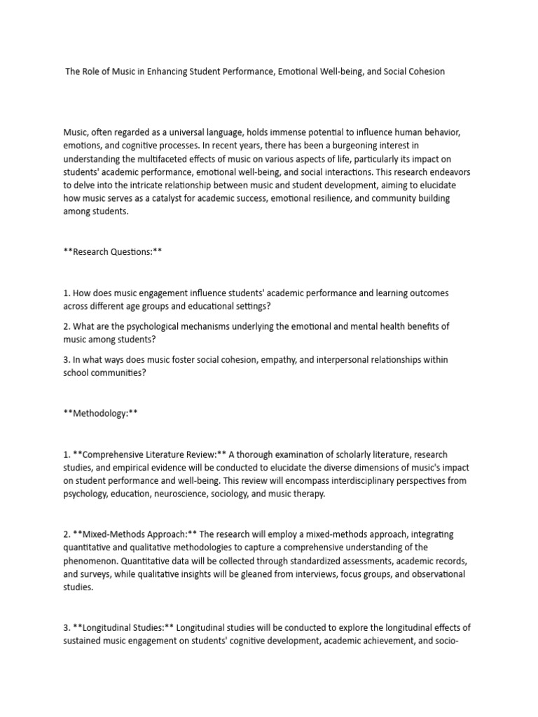 Music's Impact on Student Success and Well-being | PDF ...