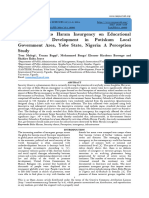 Impact of Boko Haram Insurgency On Educational Infrastructure Development in Potiskum Local Government Area, Yobe State, Nigeria A Perception Study