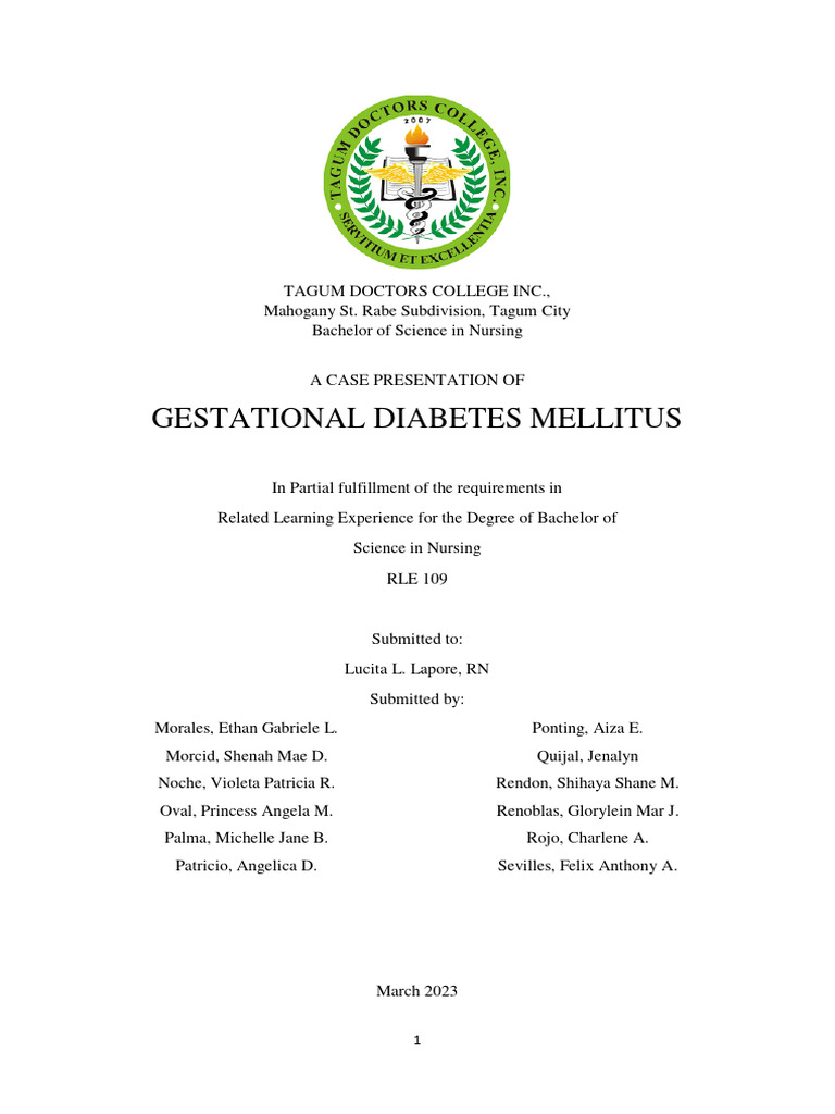 Case Study on Gestational Diabetes Mellitus | PDF | Gestational ...