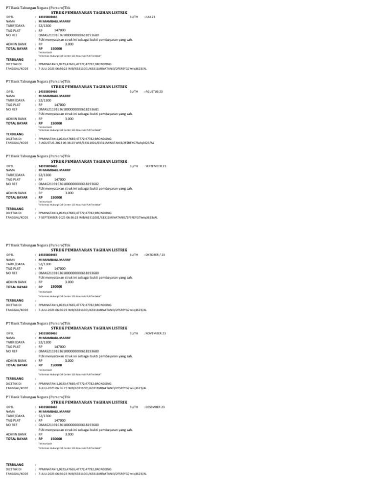 Nota Listrik | PDF