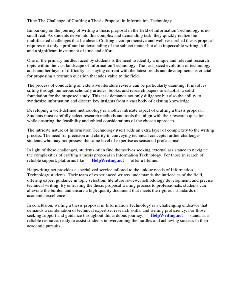 Thesis Proposal For Information Technology Example | PDF | Thesis ...